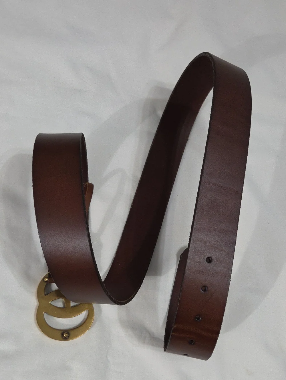 Gucci Brown Leather Belt with Gold Double G Buckle